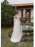 Ivory Satin Chic Wedding Dress With Detachable Tulle Train